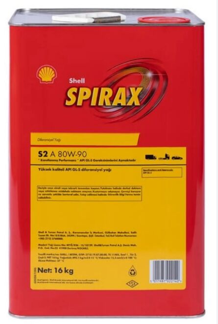 SHELL SPİRAX S2 A 80W-90 - 16 LİTRE DİŞLİ YAĞI
